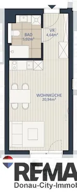1-Zimmer-Wohnung kaufen in Tulln – 30,6 m², € 195.040 – Bild 2 von 8