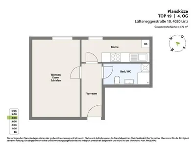 1-Zimmer-Wohnung mieten in Linz – 41,7 m², € 629 – Bild 6 von 6