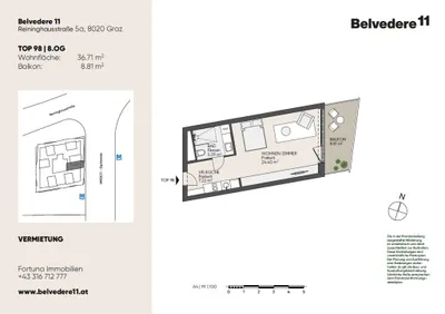 1-Zimmer-Wohnung mieten in Graz – 36,92 m², € 581 – Bild 13 von 13
