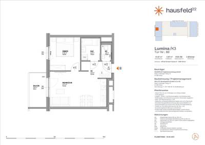Top: A.80 ● LUMINA im Hausfeld²² ● Unbefristet ● Termin online buchen: www.hausfeld22.at/lumina