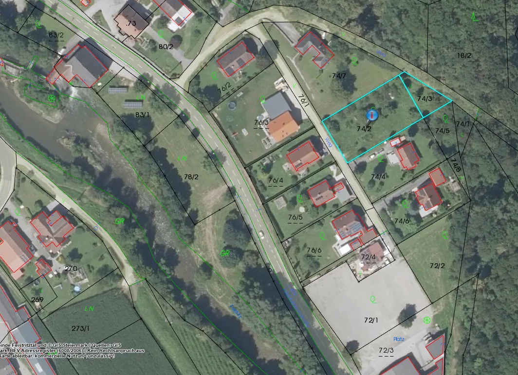 Sonniges Baugrundstück in ruhiger Wohnlage mit 1.292 m² und angrenzendes Freilandgrundstück 289 m² in Sankt Johann bei Herberstein.