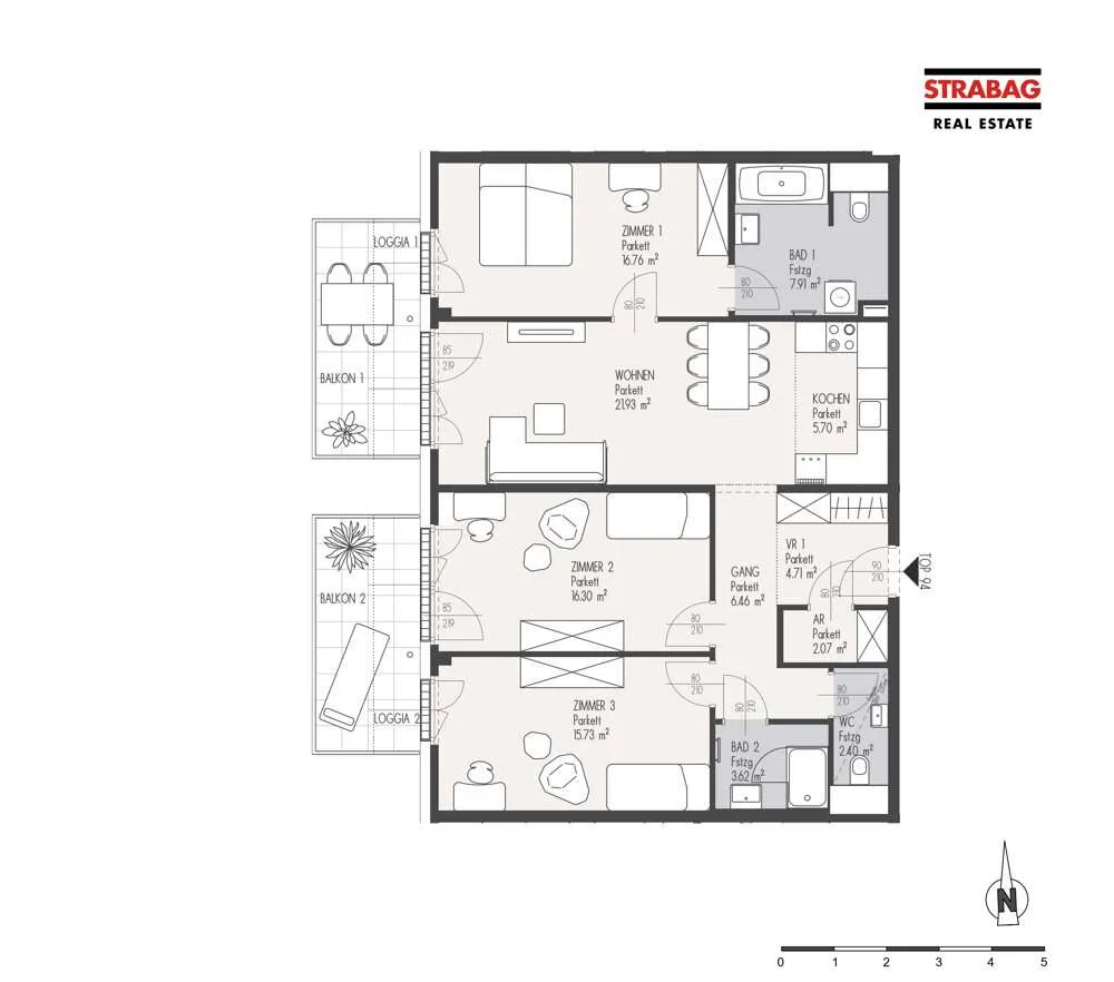 MEIN:G - Perfekt für Familien - 4-Zimmer Wohnung mit 2 Balkonen - Ansicht 2