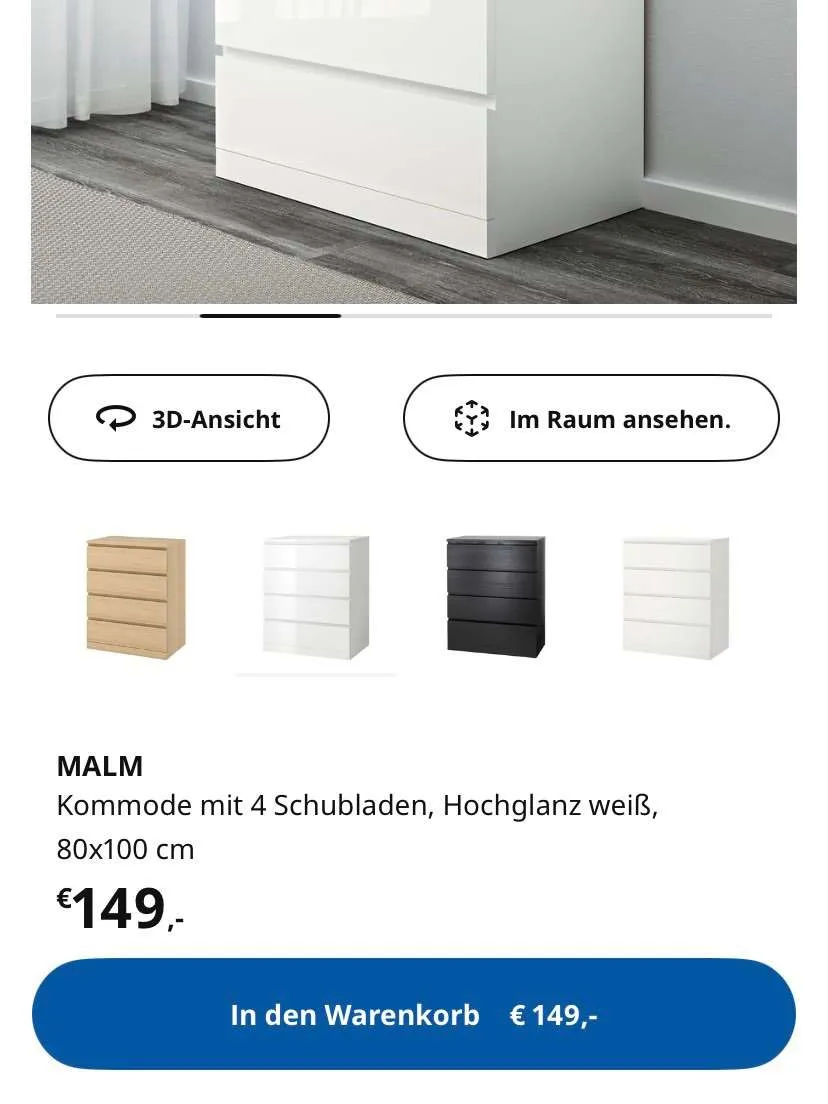 Ikea Malm Kommode hochglanz weiß, € 90,- (2115 Ernstbrunn)
