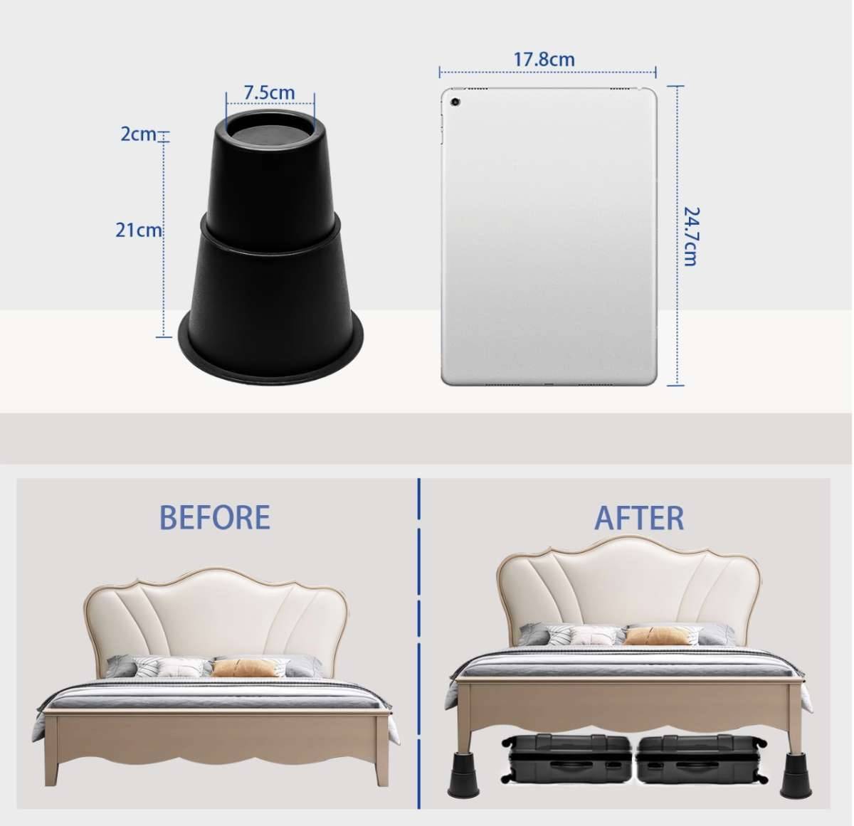 Bett- & Mbel-Erhhung (Elefantenfe) - 8 Stk - schwarz - bis 500 kg,   10,- (1020 Wien) - willhaben