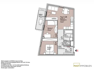 3-Zimmer-Wohnung mieten in Wien – 58,6 m², € 1.230 – Bild 10 von 11