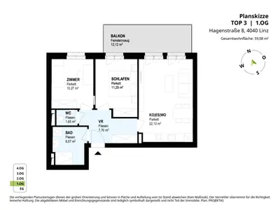 3-Zimmer-Wohnung mieten in Linz – 59,08 m², € 1.250 – Bild 14 von 14