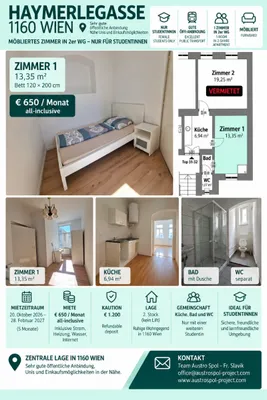 2-Zimmer-Wohnung mieten in Wien – 11 m², € 650 – Bild 1 von 11