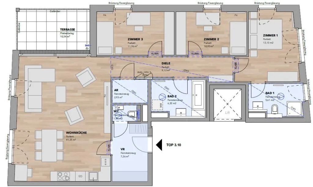 4-Zimmer Terrassenwohnung - Top 3.10 - Ansicht 3