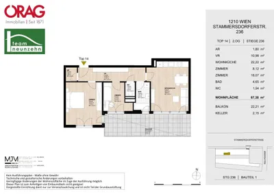 3-Zimmer-Wohnung mieten in Wien – 67,38 m², € 1.190 – Bild 11 von 11