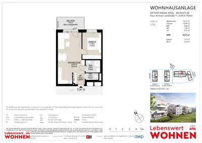 2-Zimmer-Wohnung mieten in Sankt Pölten – 45,27 m², € 536 – Bild 10 von 14