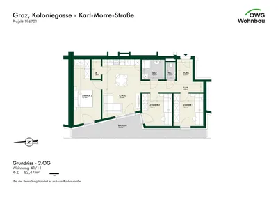 4-Zimmer-Wohnung mieten in Graz – 82,5 m², € 1.407 – Bild 5 von 5