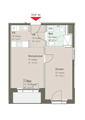 2-Zimmer-Wohnung mieten in Wien – 39 m², € 853 – Bild 8 von 8