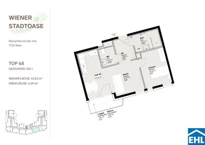 2-Zimmer-Wohnung mieten in Wien – 47,43 m², € 1.225 – Bild 25 von 25