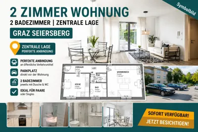 2-Zimmer-Wohnung mieten in Graz – 47 m², € 572