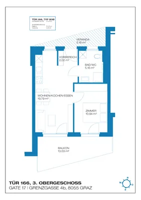 2-Zimmer-Wohnung mieten in Graz – 37,91 m², € 543 – Bild 16 von 16