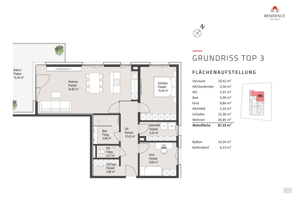 Wohnung – Salzburg, Parsch - Ansicht 3