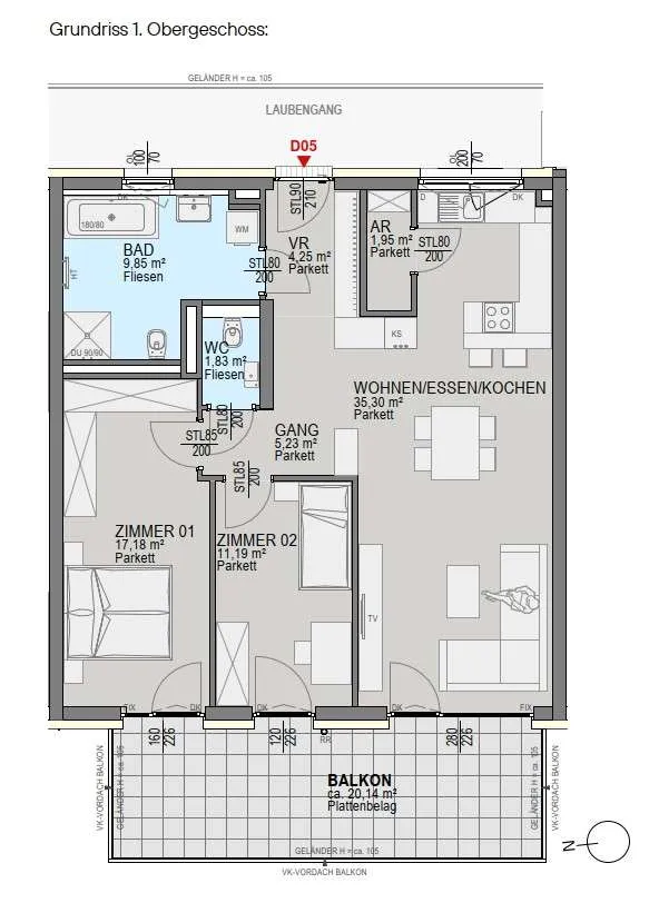 Luxuriöse Neubauwohnung mit großzügigem Balkon in Graz! - Ansicht 2