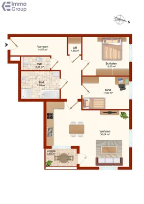 3-Zimmer-Wohnung kaufen in Linz Land – 80,58 m², € 367.000 – Bild 9 von 9