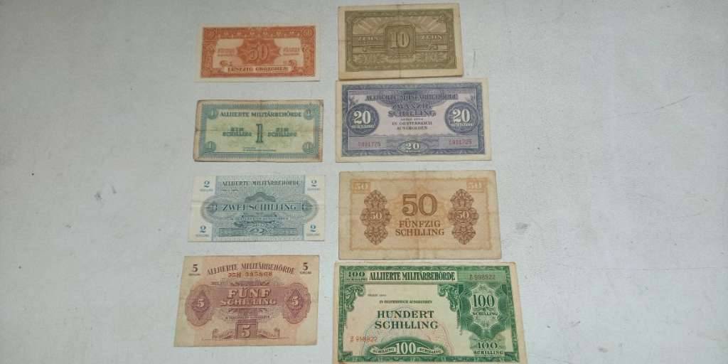 1944 Schilling Banknote Alliierte Millitärbehörde Schilling Österreich Konvolut