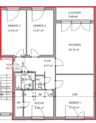 4-Zimmer-Wohnung mieten in Salzburg Stadt – 88,44 m², € 1.502 – Bild 5 von 14