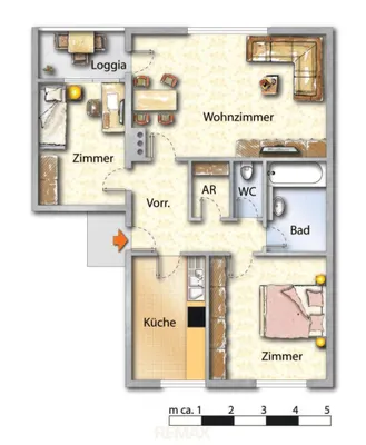 3-Zimmer-Wohnung mieten in Amstetten – 71,27 m², € 750 – Bild 2 von 8