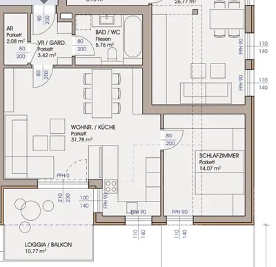 2-Zimmer-Wohnung mieten in Salzburg-Umgebung – 57,11 m², € 1.390 – Bild 7 von 7