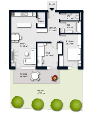 3-Zimmer-Wohnung kaufen in Wels-Land – 77,12 m², € 373.000 – Bild 9 von 9