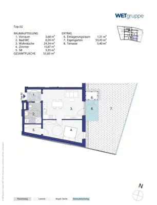 2-Zimmer-Wohnung mieten in Mistelbach – 53,83 m², € 612 – Bild 2 von 2