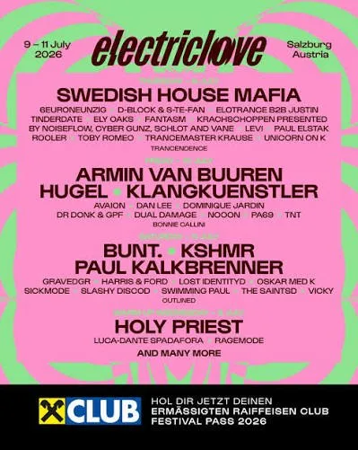 Electric Love Festival 2026 (ELF 2026), € 249,- (3430 Tulln an der ...