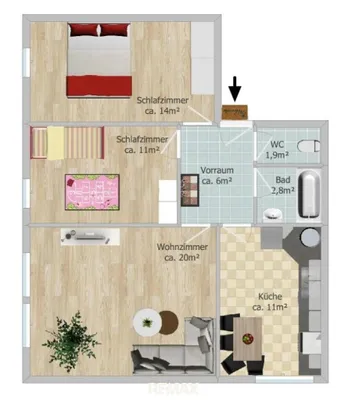 3-Zimmer-Wohnung mieten in Mödling – 68 m², € 910 – Bild 9 von 9