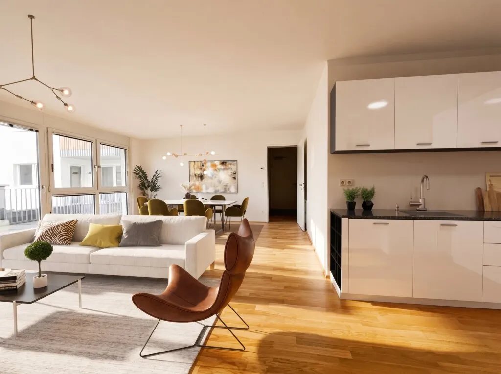 Erstbezug! Sehr schön aufgeteilte 3-Zimmer Wohnung mit 24 m² Terrasse (Nähe Floridsdorfer Bahnhof) - Ansicht 2