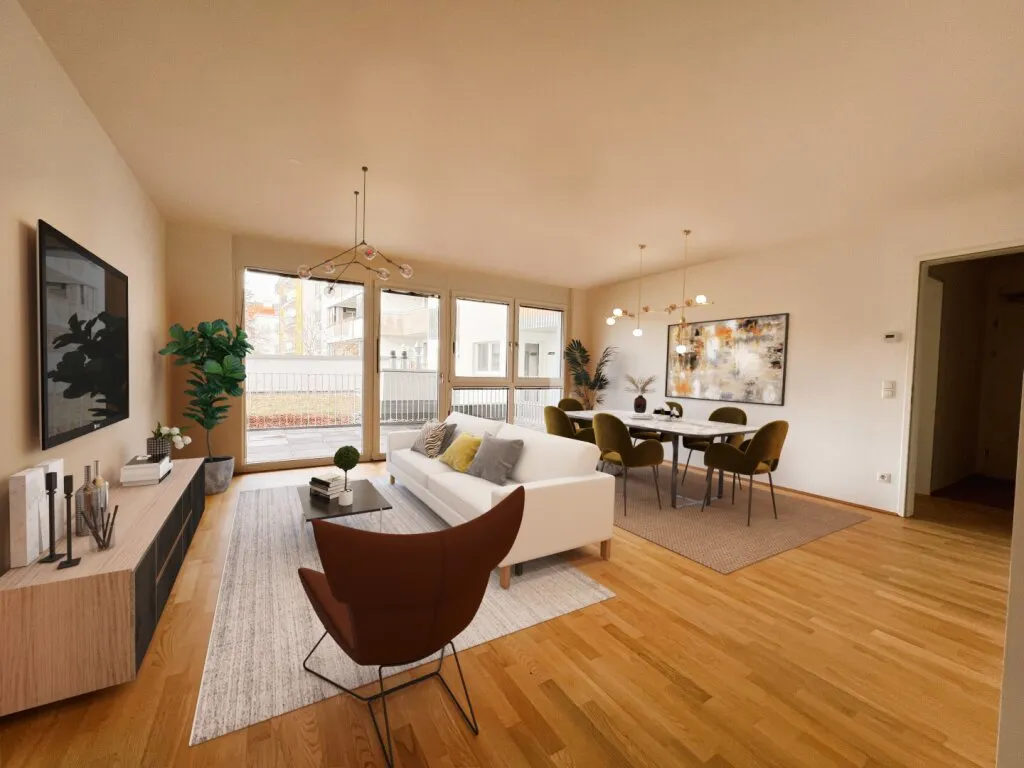 Erstbezug! Sehr schön aufgeteilte 3-Zimmer Wohnung mit 24 m² Terrasse (Nähe Floridsdorfer Bahnhof) - Ansicht 3