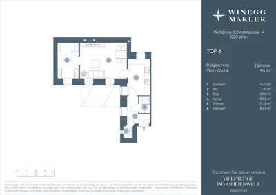2-Zimmer-Wohnung kaufen in Wien – 44,08 m², € 229.000 – Bild 6 von 6