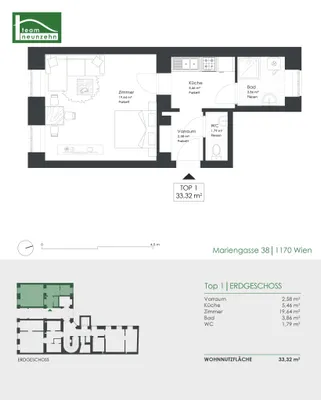 1-Zimmer-Wohnung kaufen in Wien – 33,32 m², € 149.000 – Bild 17 von 17