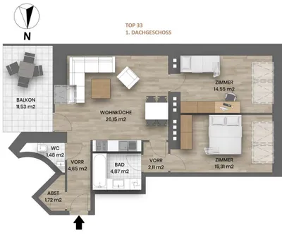 3-Zimmer-Wohnung kaufen in Wien – 70,84 m², € 520.000 – Bild 13 von 17