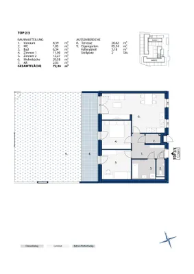 3-Zimmer-Wohnung mieten in Melk – 72,36 m², € 872 – Bild 2 von 3
