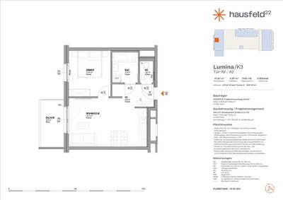 Top: A.42 ● LUMINA im Hausfeld²² ● Unbefristet ● Termin online buchen: www.hausfeld22.at/lumina