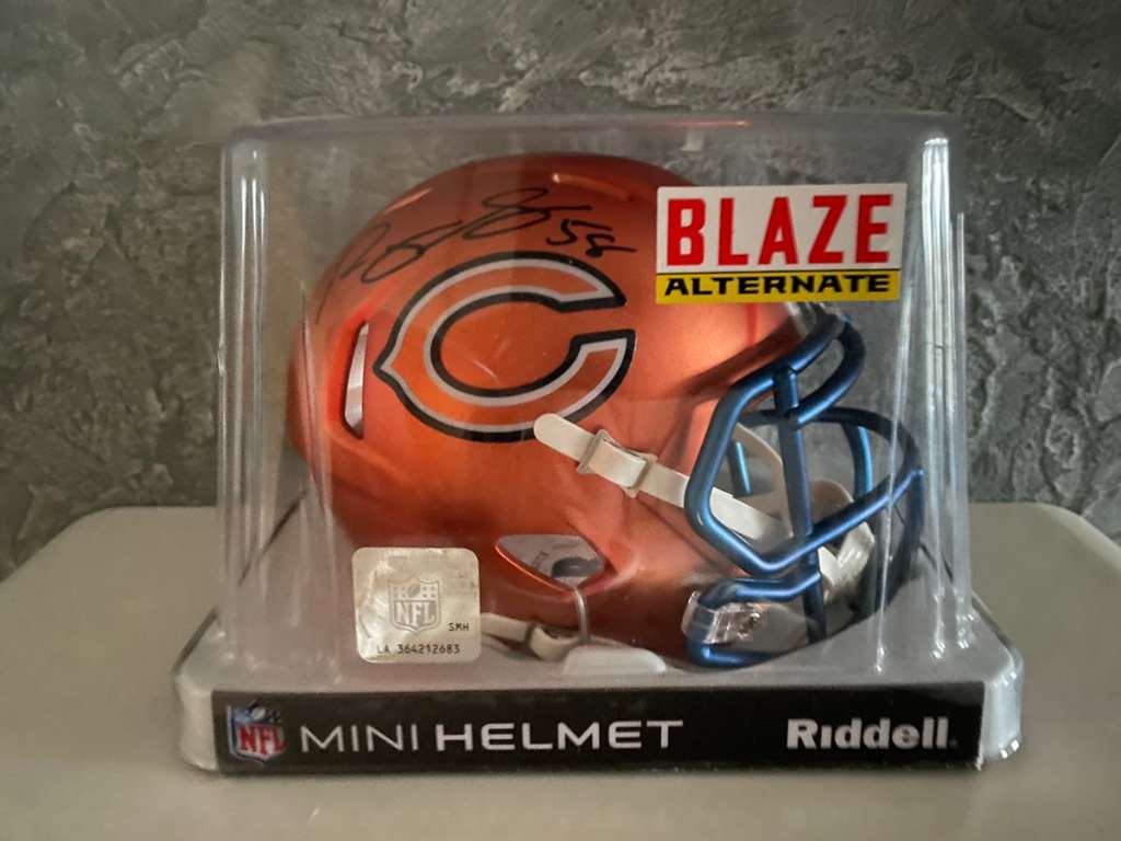 Roquan Smith Signed Chicago Bears Blaze Mini Helmet + Beckett COA