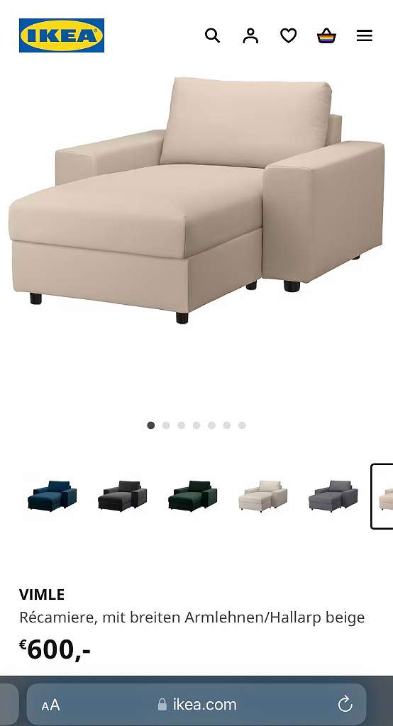 Vimle 3er-sofa mit récamiere, mit nackenkissen/hallarp beige Angebot bei  IKEA