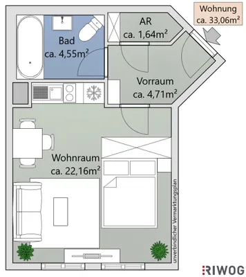 1-Zimmer-Wohnung mieten in Wien – 33,06 m², € 699 – Bild 12 von 13