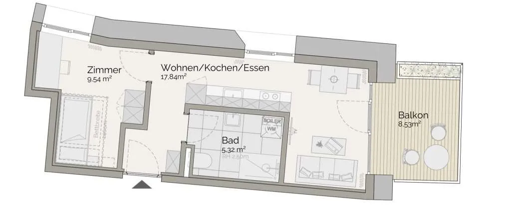 Provisionsfrei: 2-Zimmer Wohnung mit Balkon | ca. 33 m² | Quartier Anna - Ansicht 3