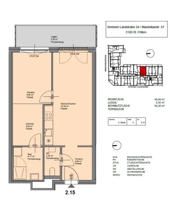 2-Zimmer-Wohnung mieten in Sankt Pölten – 46,94 m², € 760 – Bild 16 von 17
