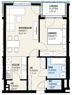 2-Zimmer-Wohnung kaufen in Mistelbach – 54,32 m², € 329.000 – Bild 15 von 19