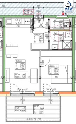 2-Zimmer-Wohnung mieten in Graz – 44,89 m², € 730 – Bild 12 von 12