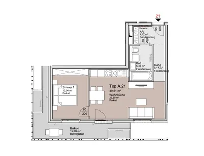 2-Zimmer-Wohnung mieten in Wien – 49,51 m², € 1.099 – Bild 9 von 9