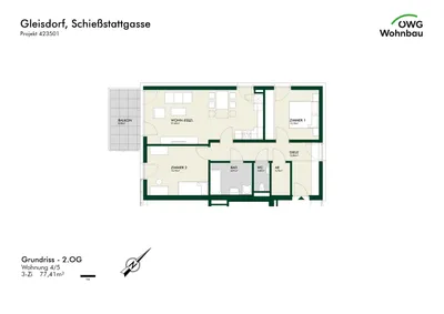 3-Zimmer-Wohnung mieten in Weiz – 77,4 m², € 1.140 – Bild 2 von 3