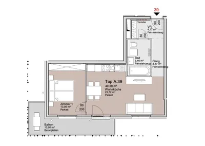 2-Zimmer-Wohnung mieten in Wien – 49,58 m², € 1.069 – Bild 7 von 7