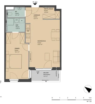 2-Zimmer-Wohnung mieten in Wien – 54 m², € 1.099 – Bild 10 von 10