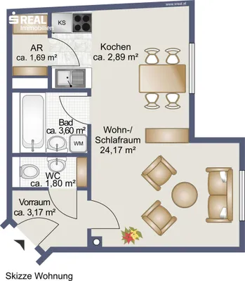 1-Zimmer-Wohnung kaufen in Wien – 37,12 m², € 169.000 – Bild 10 von 10