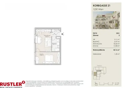 2-Zimmer-Wohnung kaufen in Wien – 42,16 m², € 239.900 – Bild 8 von 9
